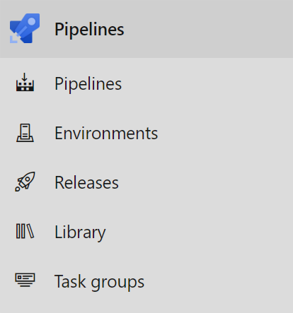 Cropped part of Azure DevOps pipelines menu